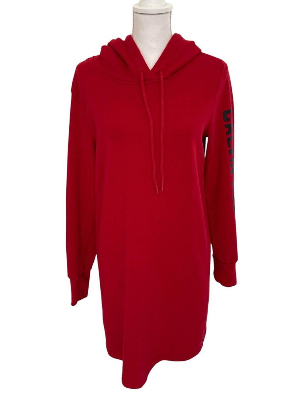 Calvin Klein Red Hooded Sweatshirt Dress Size Large